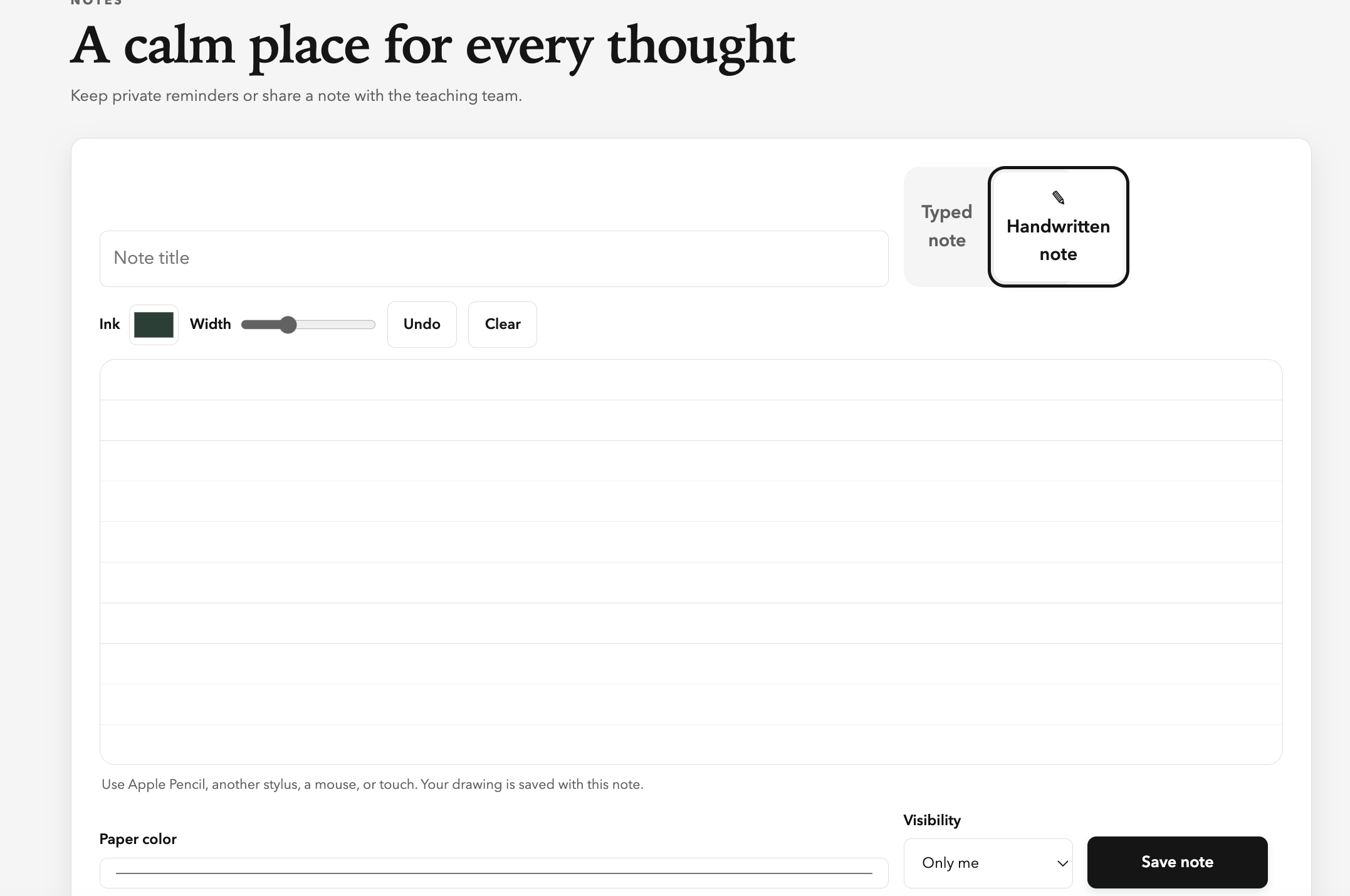 Handwritten notes workspace on iPad