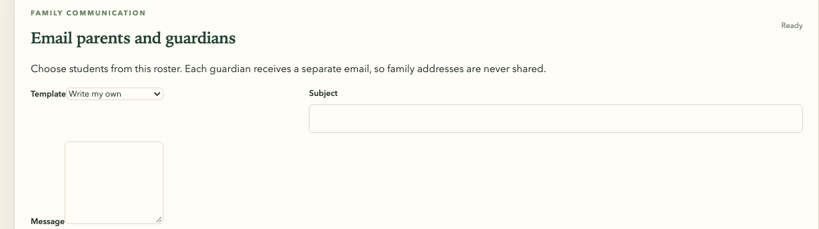Parent and guardian email composer